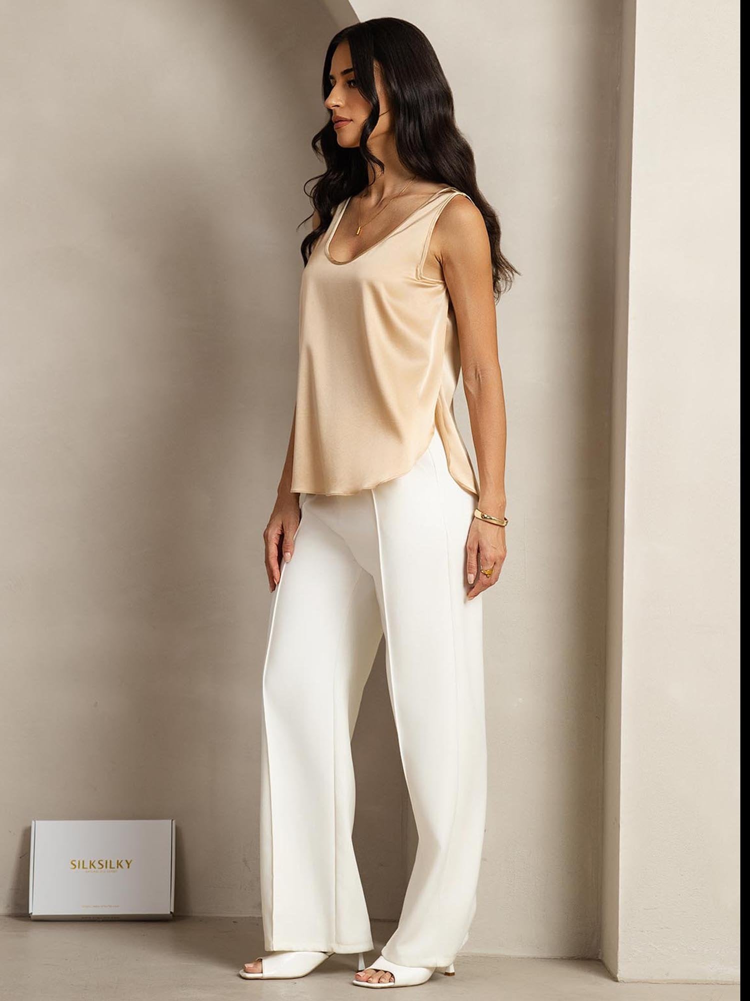 Débardeur Femme 19Momme Soie Avec Fente Latérale