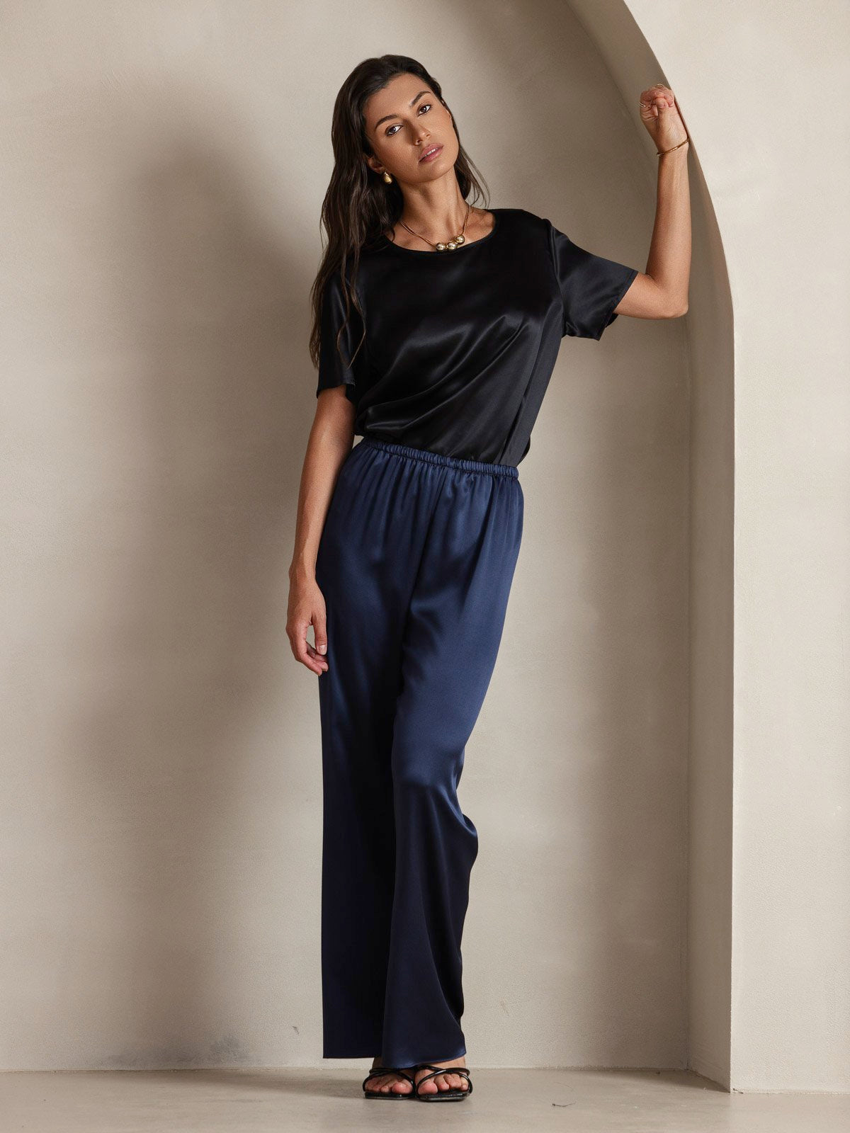 Pure Soie Manches Courtes T-shirt (pantalon non inclus)