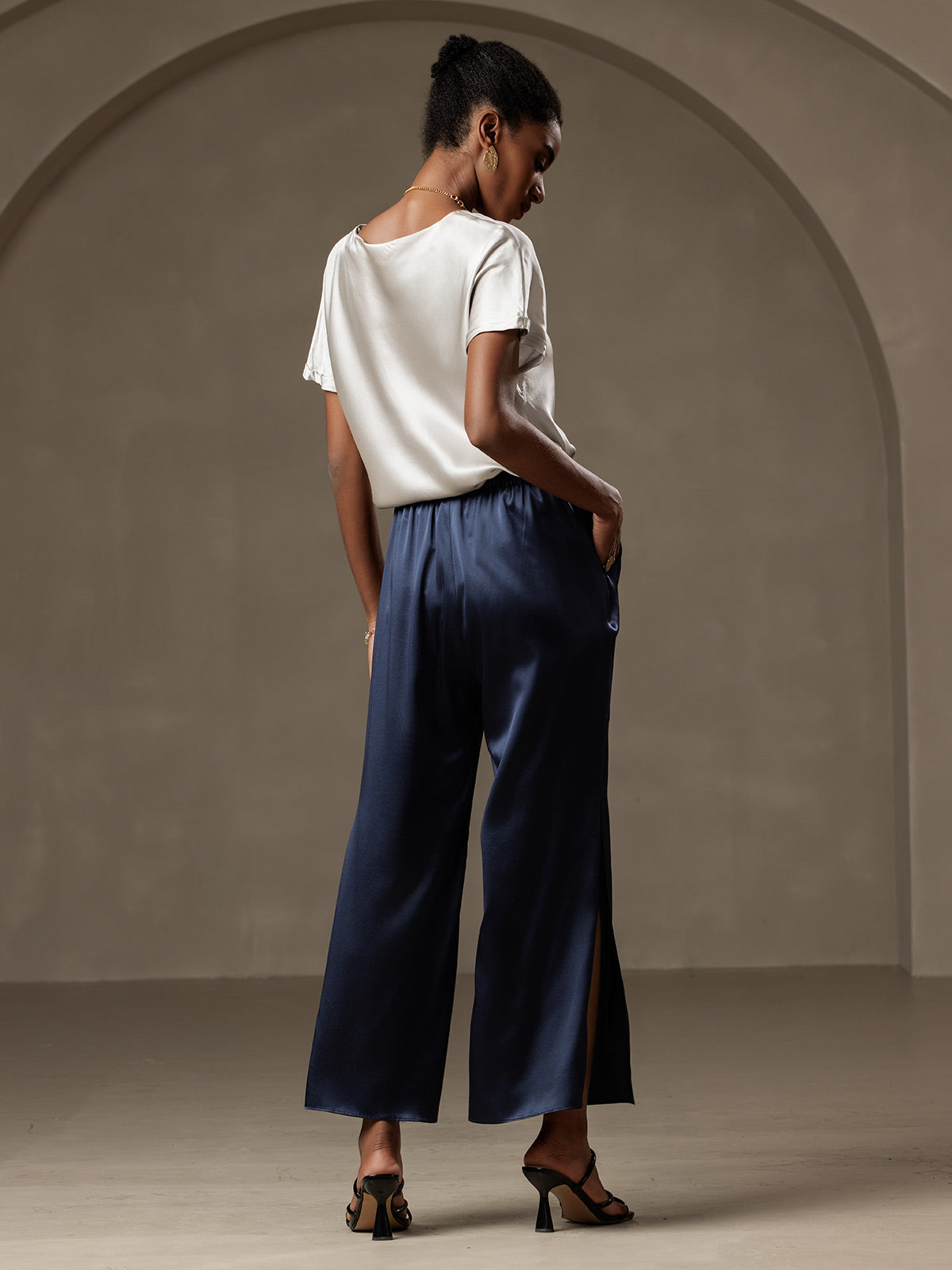 19Momme Soie Décontracté Manches Courtes T-Shirt