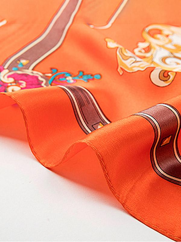 Foulard Carré en Soie Orange Harmonie 110