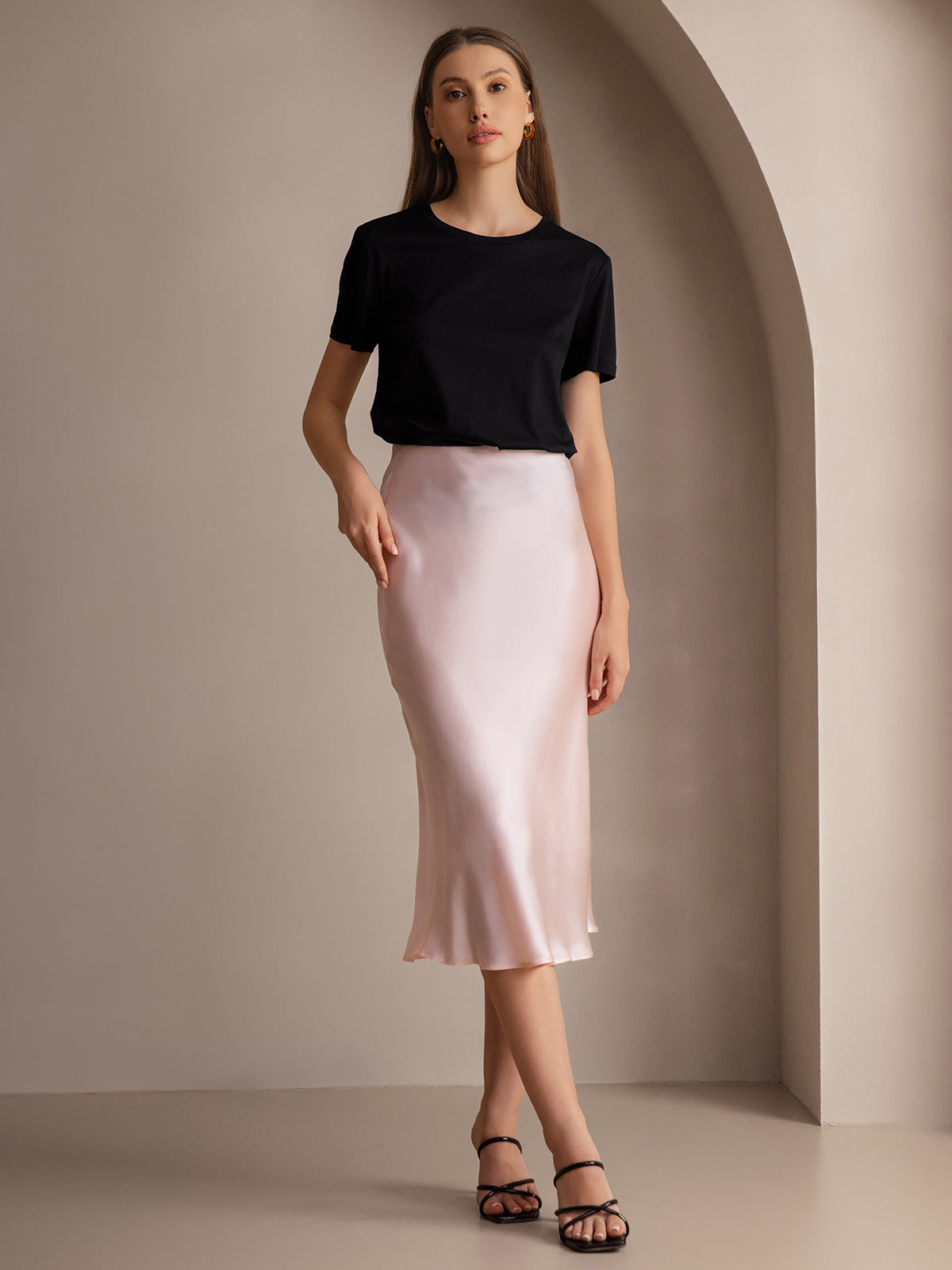 Soie Tricoté Basique Col Rond T-Shirt