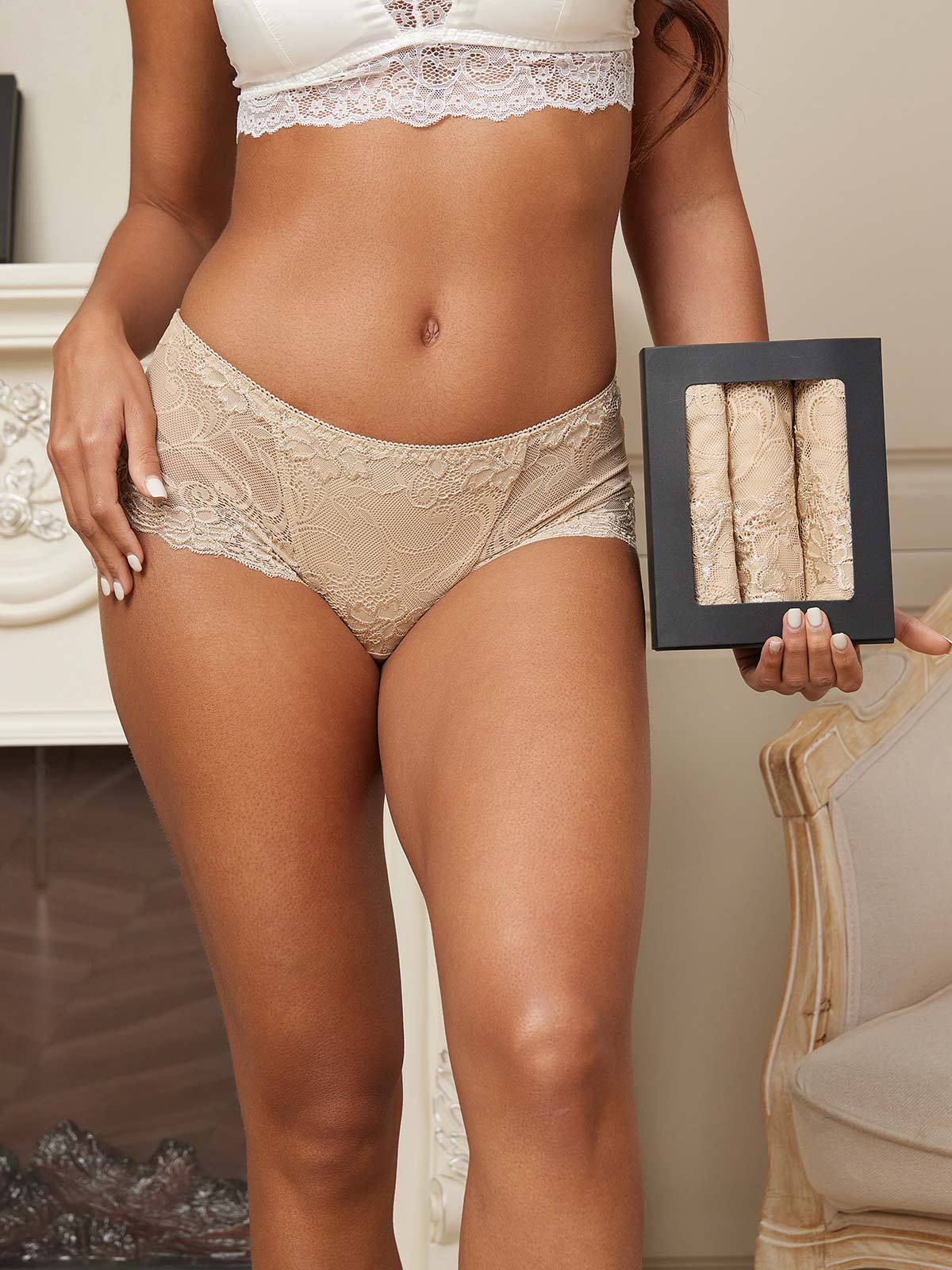 3Pcs Culottes Soie Tricotée (soutien-gorge non inclus)