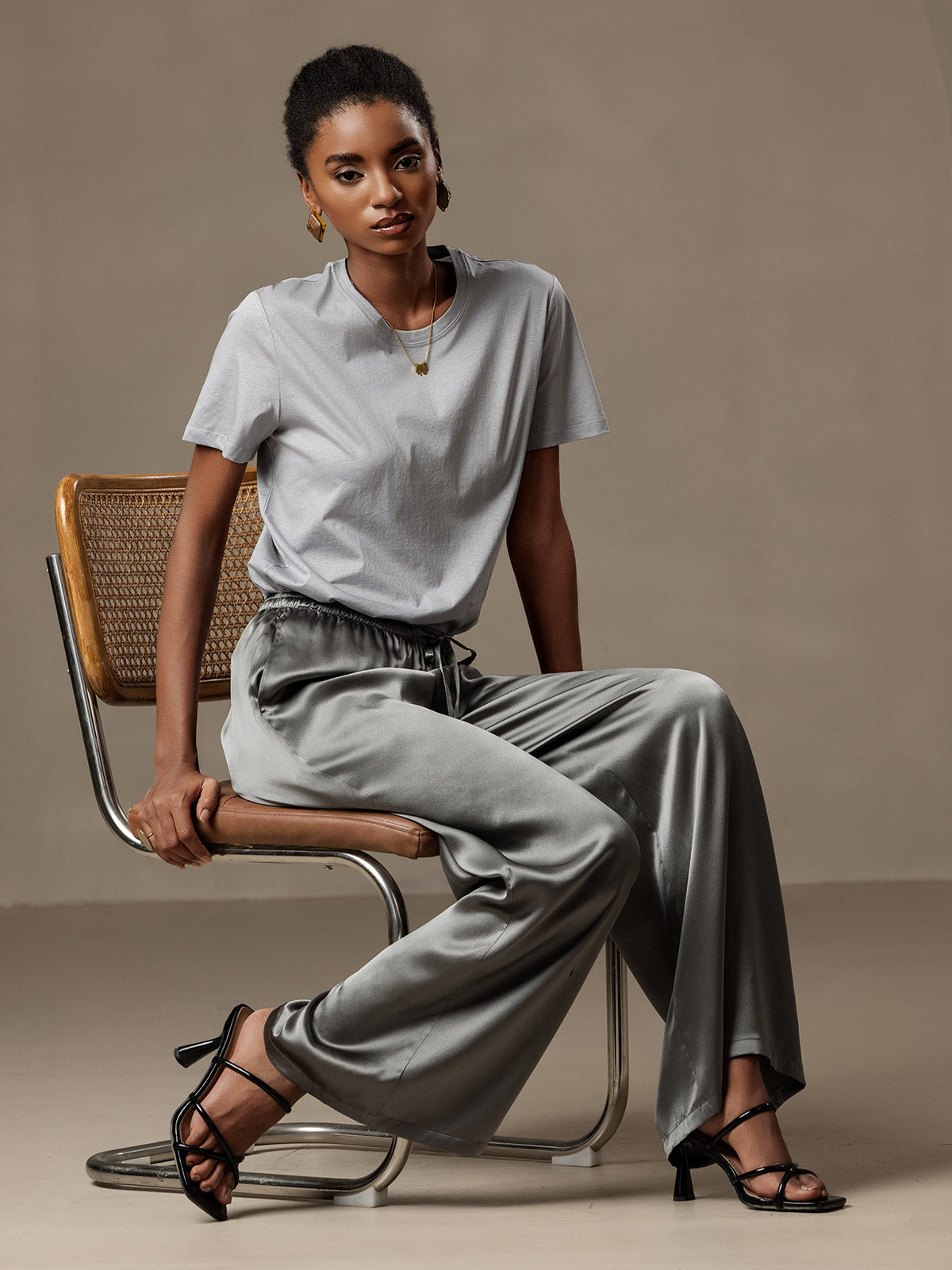 Soie Tricoté Col Rond T-shirt