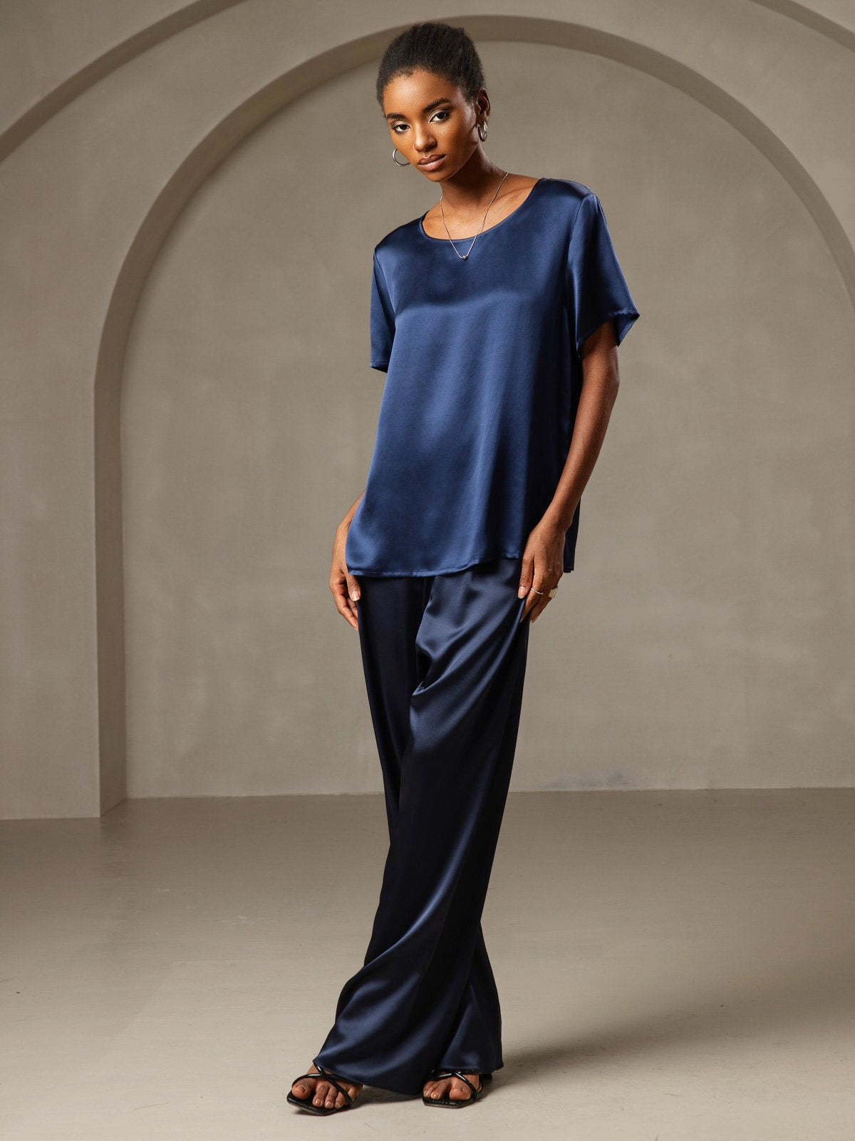 Pure Soie Manches Courtes T-shirt (pantalon non inclus)