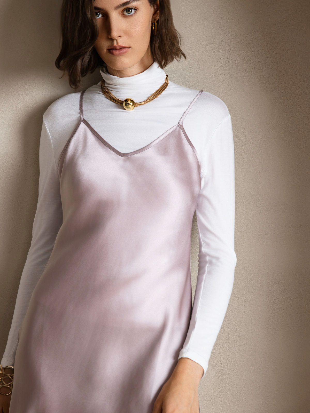 Robe Déshabillée en Soie Pure à Bretelles Spaghetti