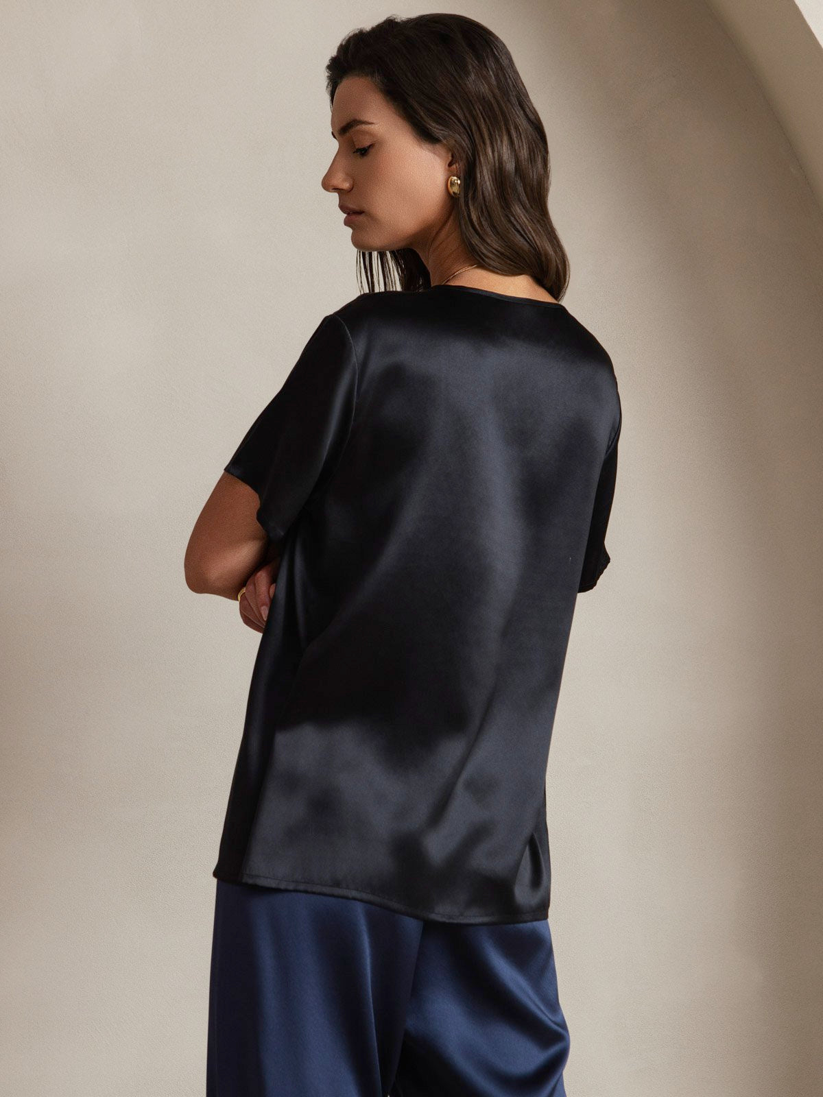 Pure Soie Manches Courtes T-shirt (pantalon non inclus)