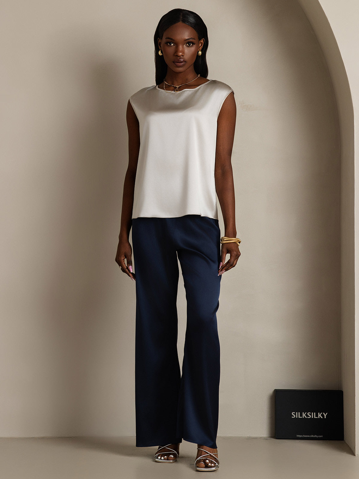 19Momme Soie Manches Capuchons Blouse