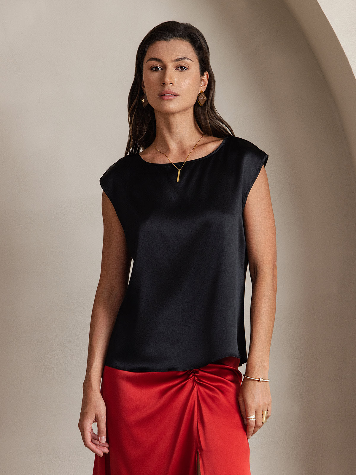 19Momme Soie Manches Capuchons Blouse