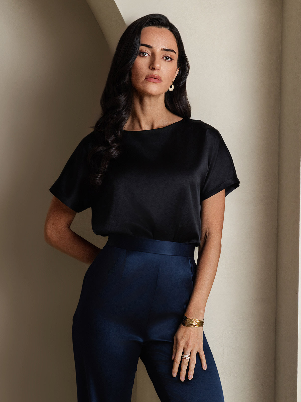 19Momme Soie Décontracté Manches Courtes T-Shirt