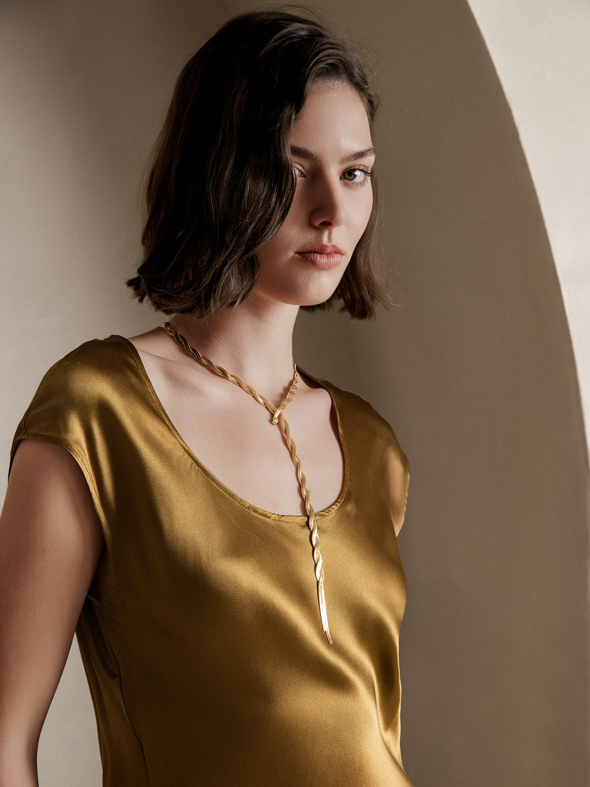 19Momme Soie Col U Sans Manches Robe