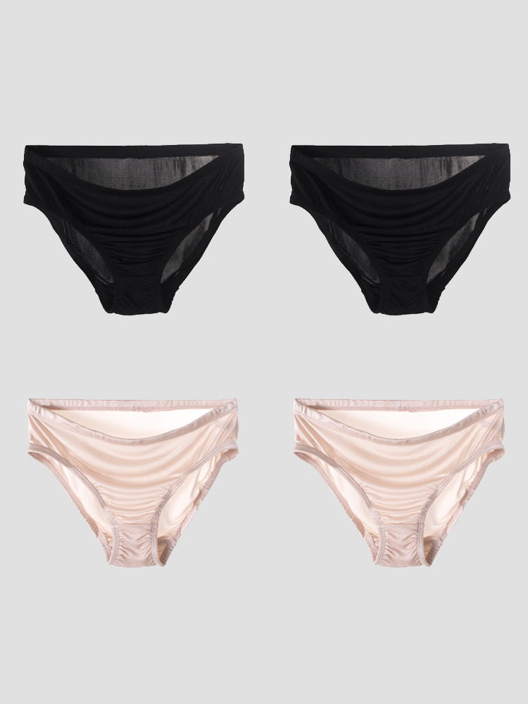 4Pcs Mûrier Soie Tricotée Culotte (Soutien-Gorge NON Inclus)