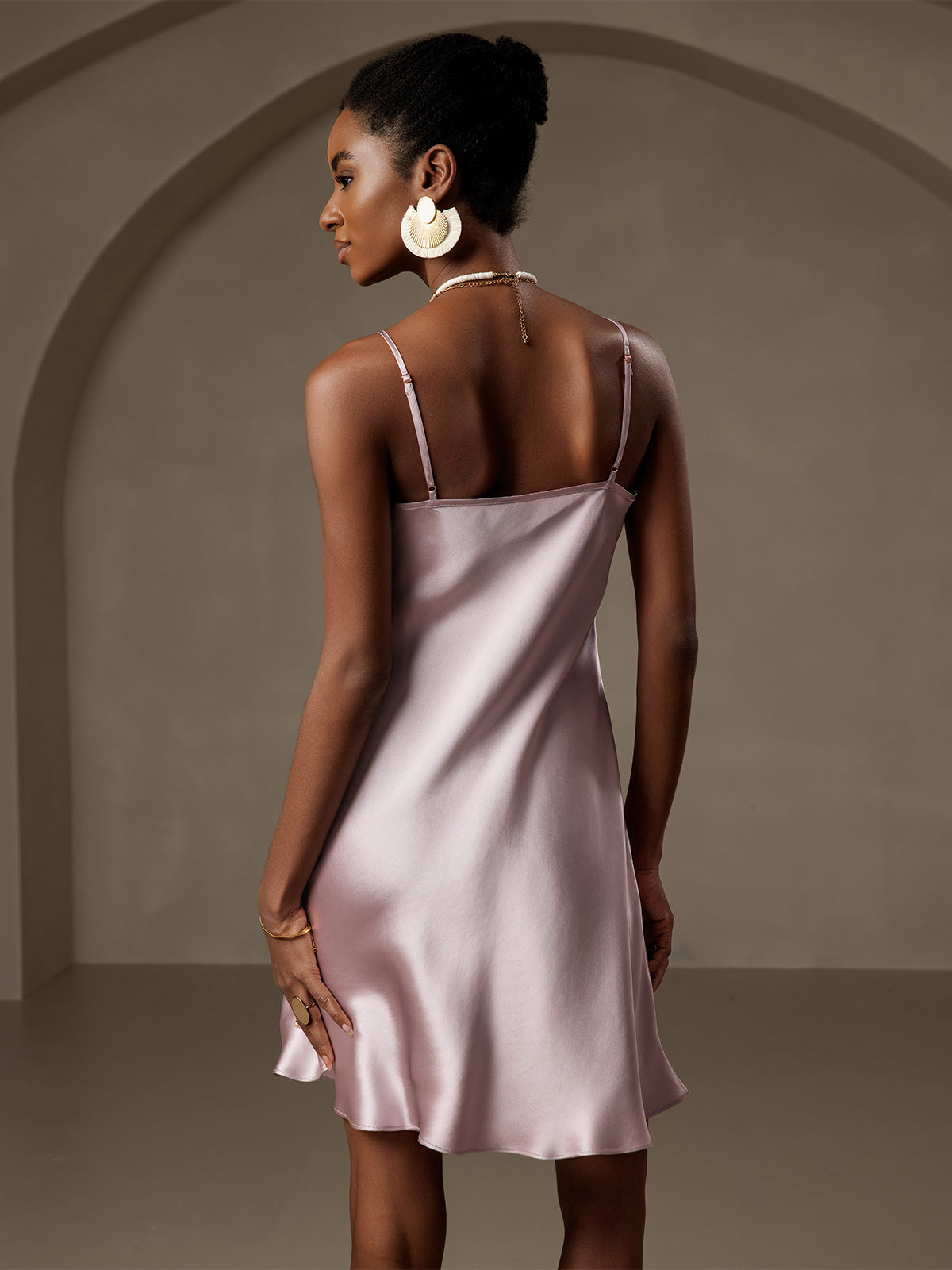 Pure Soie Courte Bretelles Spaghetti Nuisette Enfiler Robe