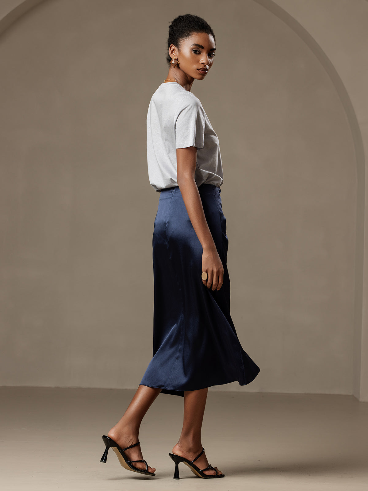 Soie Tricoté Basique Col Rond T-Shirt