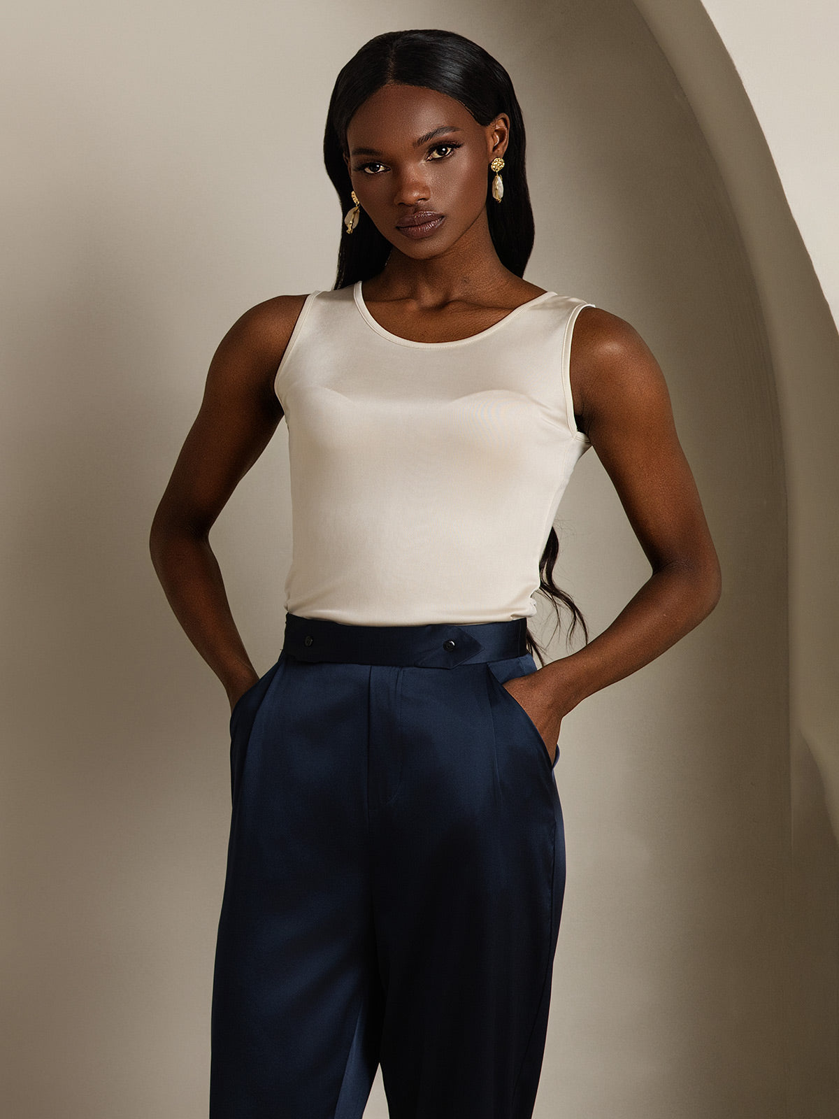 Pure Soie Lounge Col Rond Débardeur