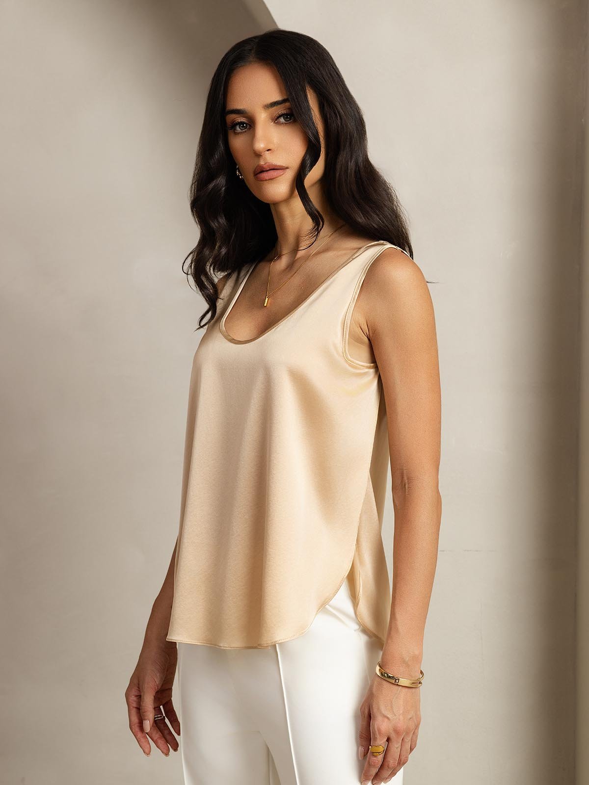 Débardeur Femme 19Momme Soie Avec Fente Latérale