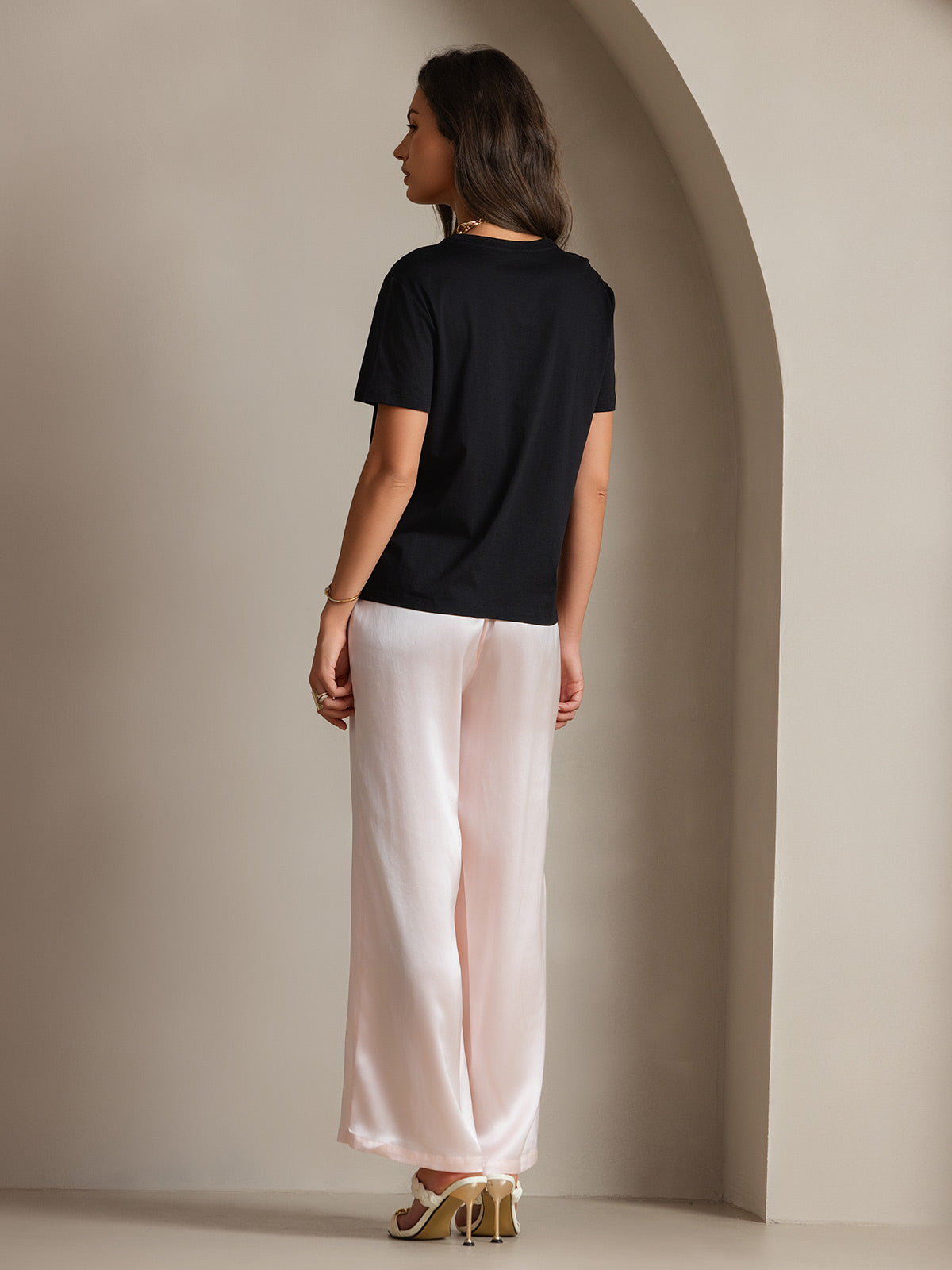 Soie Tricoté Col Rond T-shirt