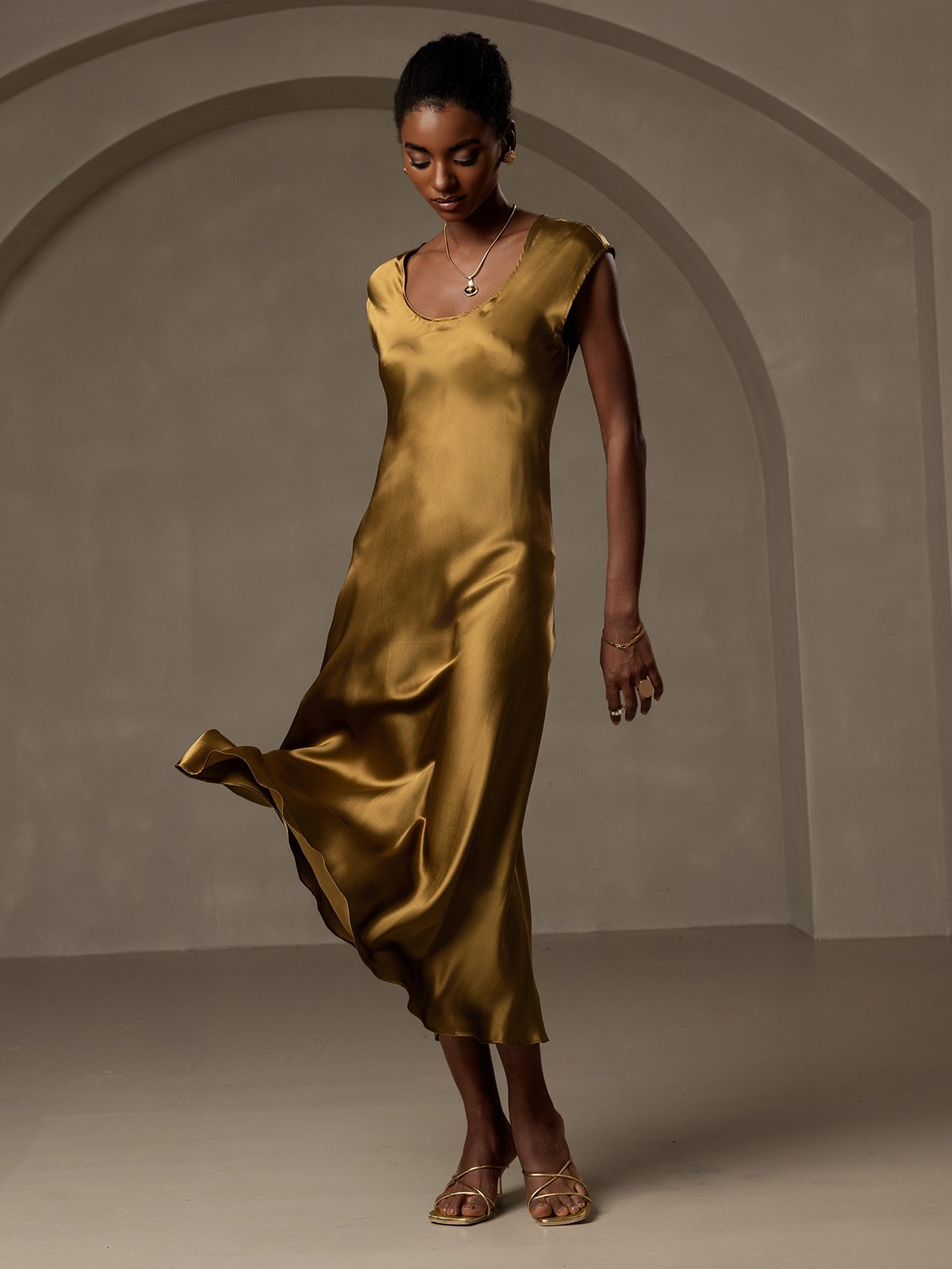 19Momme Robe Décontractée Sans Manches en Soie