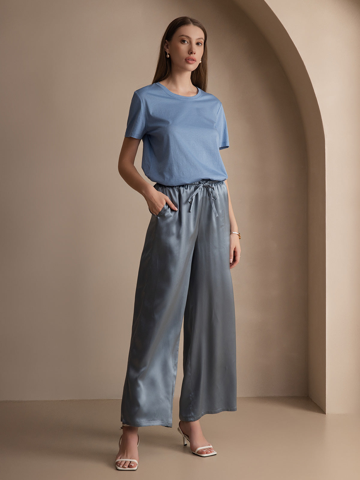 Soie Tricoté Col Rond T-Shirt