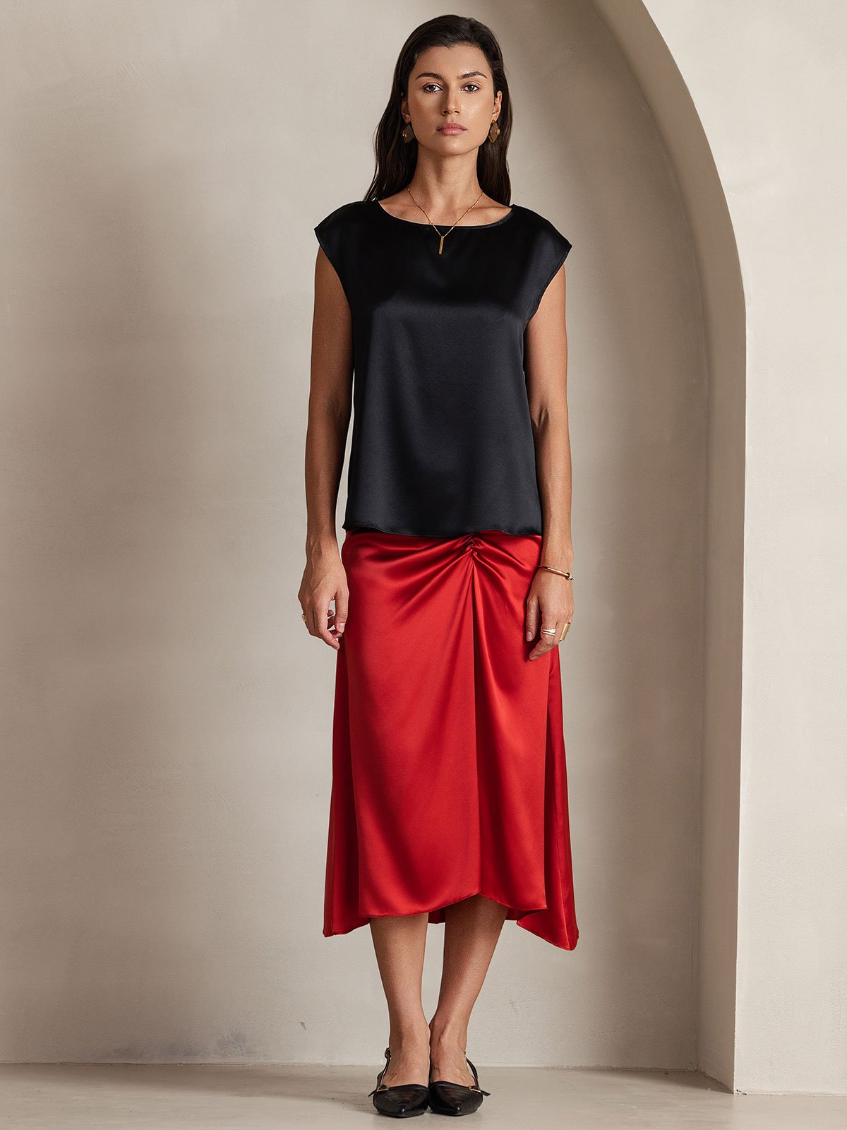 19Momme Soie Manches Capuchons Blouse