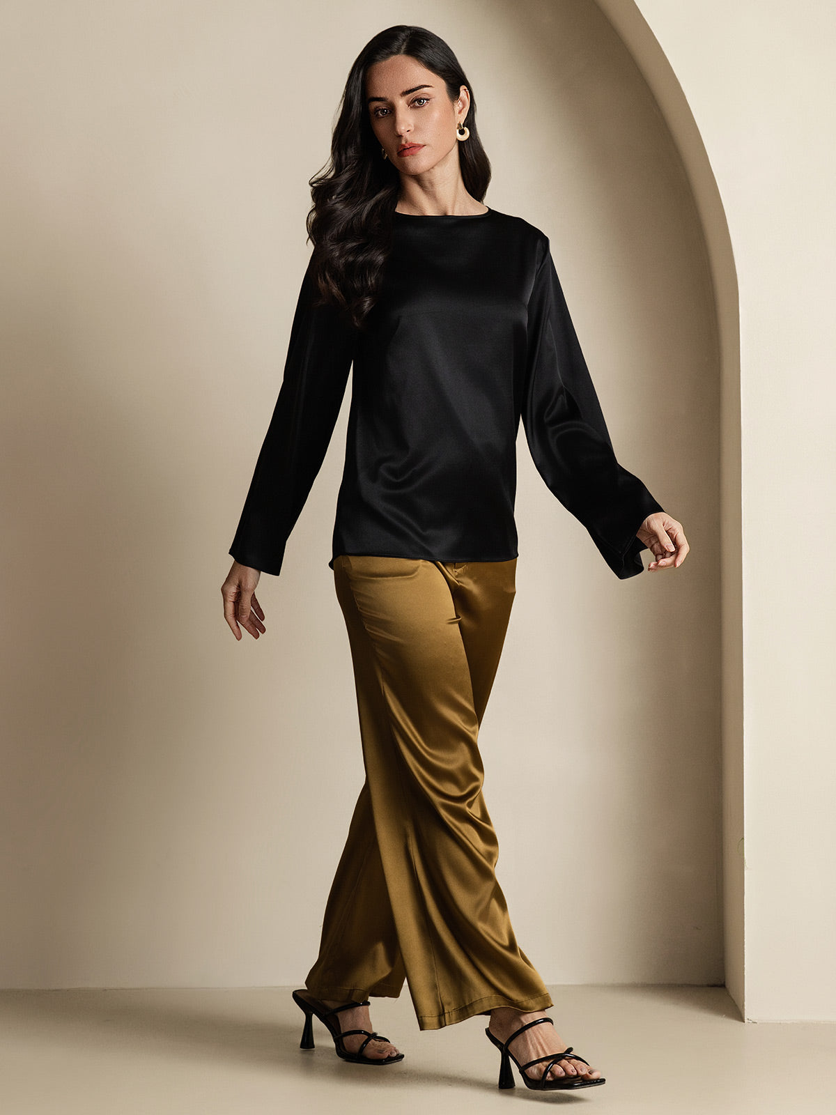 19Momme Soie Relax Longues Manches Blouse