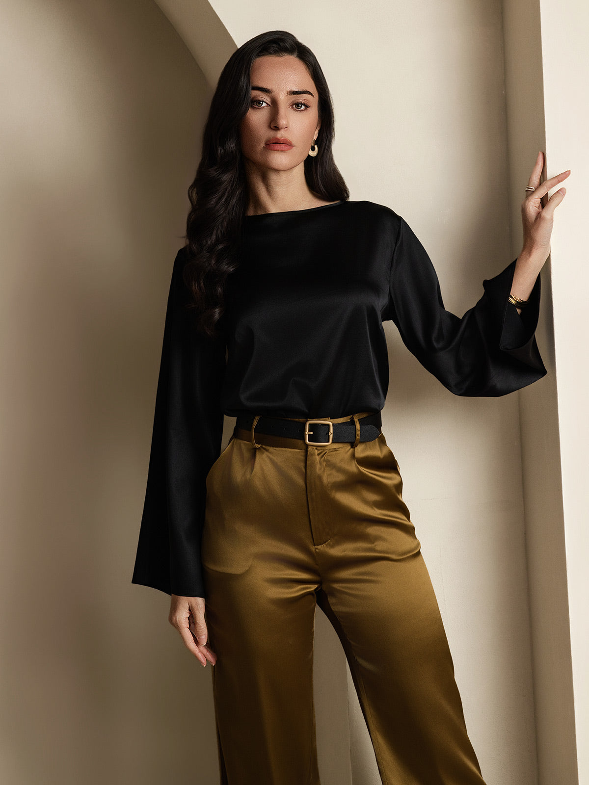 19Momme Soie Relax Longues Manches Blouse