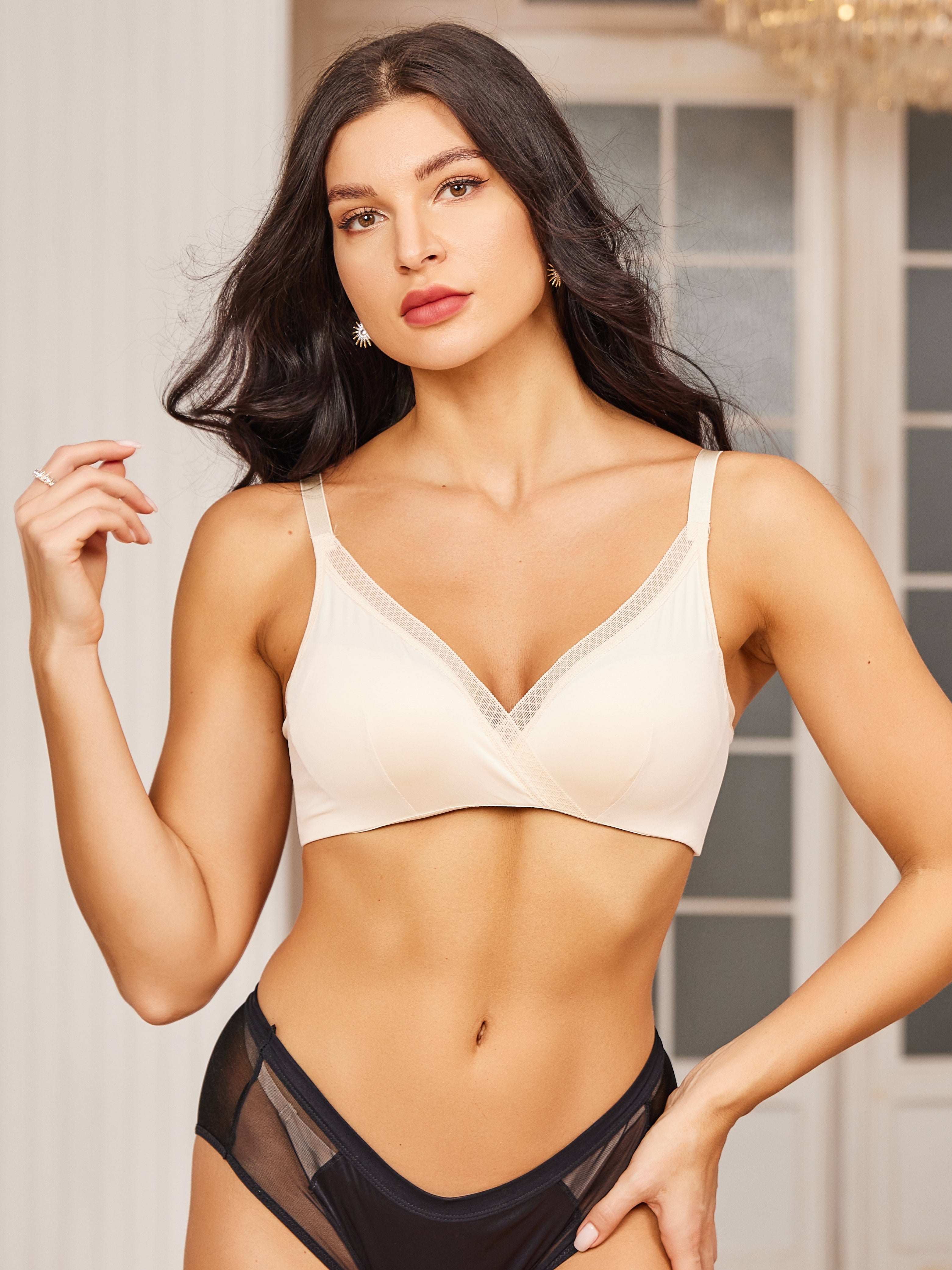 Soutien-gorge confortable en Dentelle Mélangée de soie (Culotte non incluse)