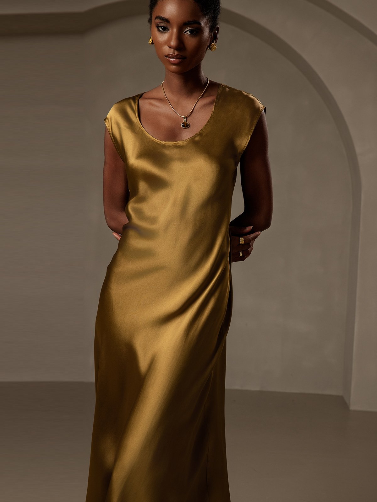 19Momme Robe Décontractée Sans Manches en Soie