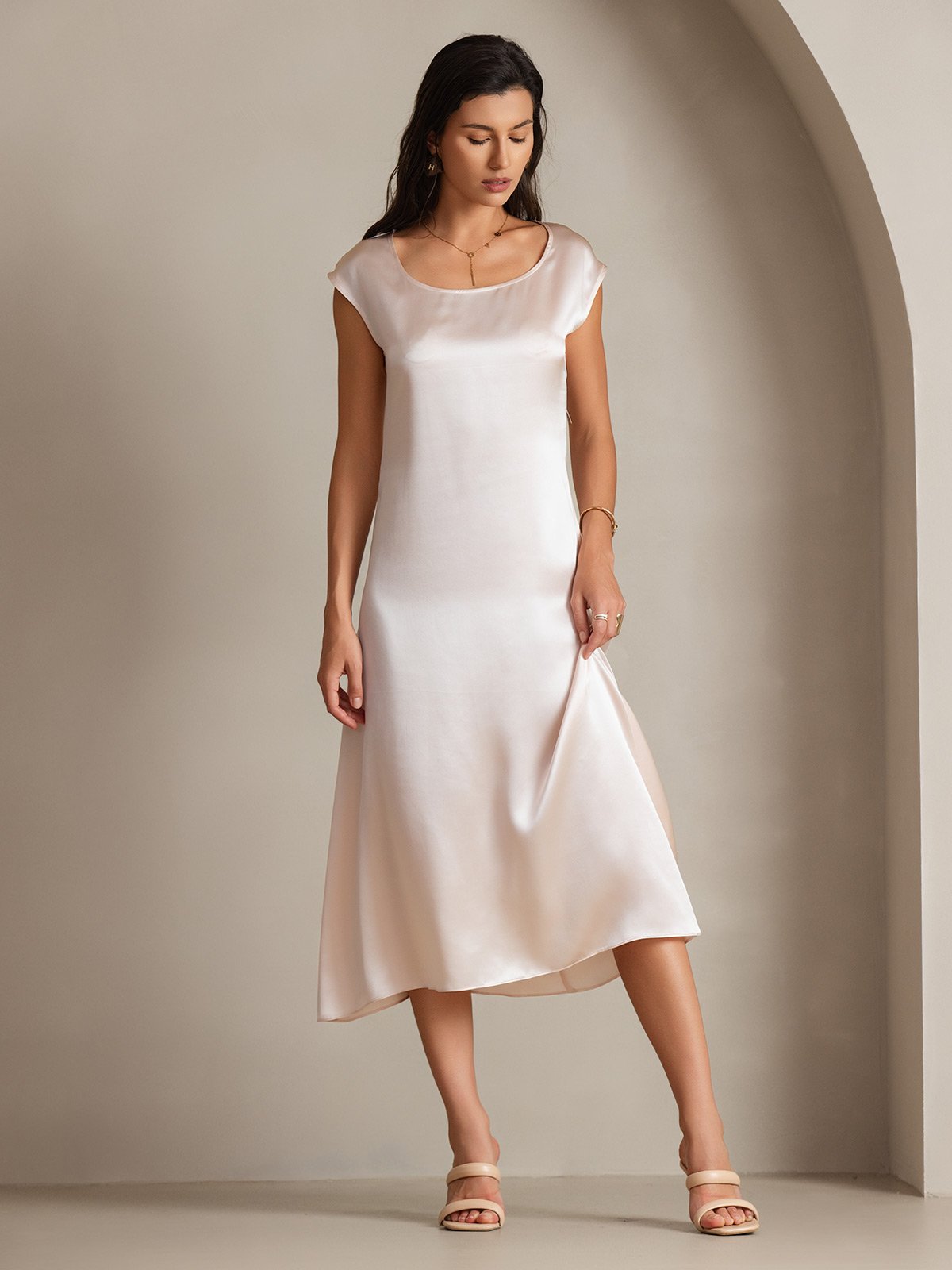 19Momme Robe Décontractée Sans Manches en Soie