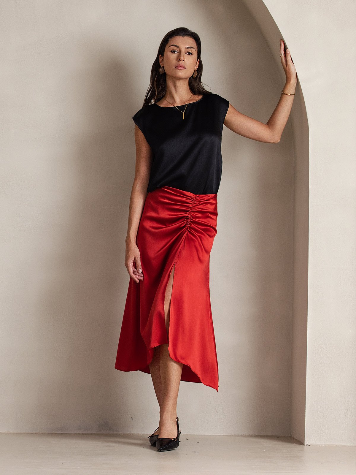 19Momme Soie Manches Capuchons Blouse