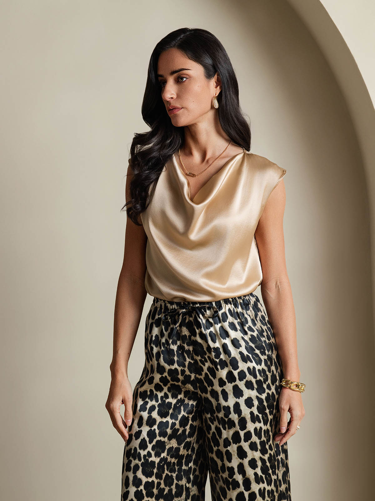 19Momme Soie Col Bateau Cap Manches Blouse