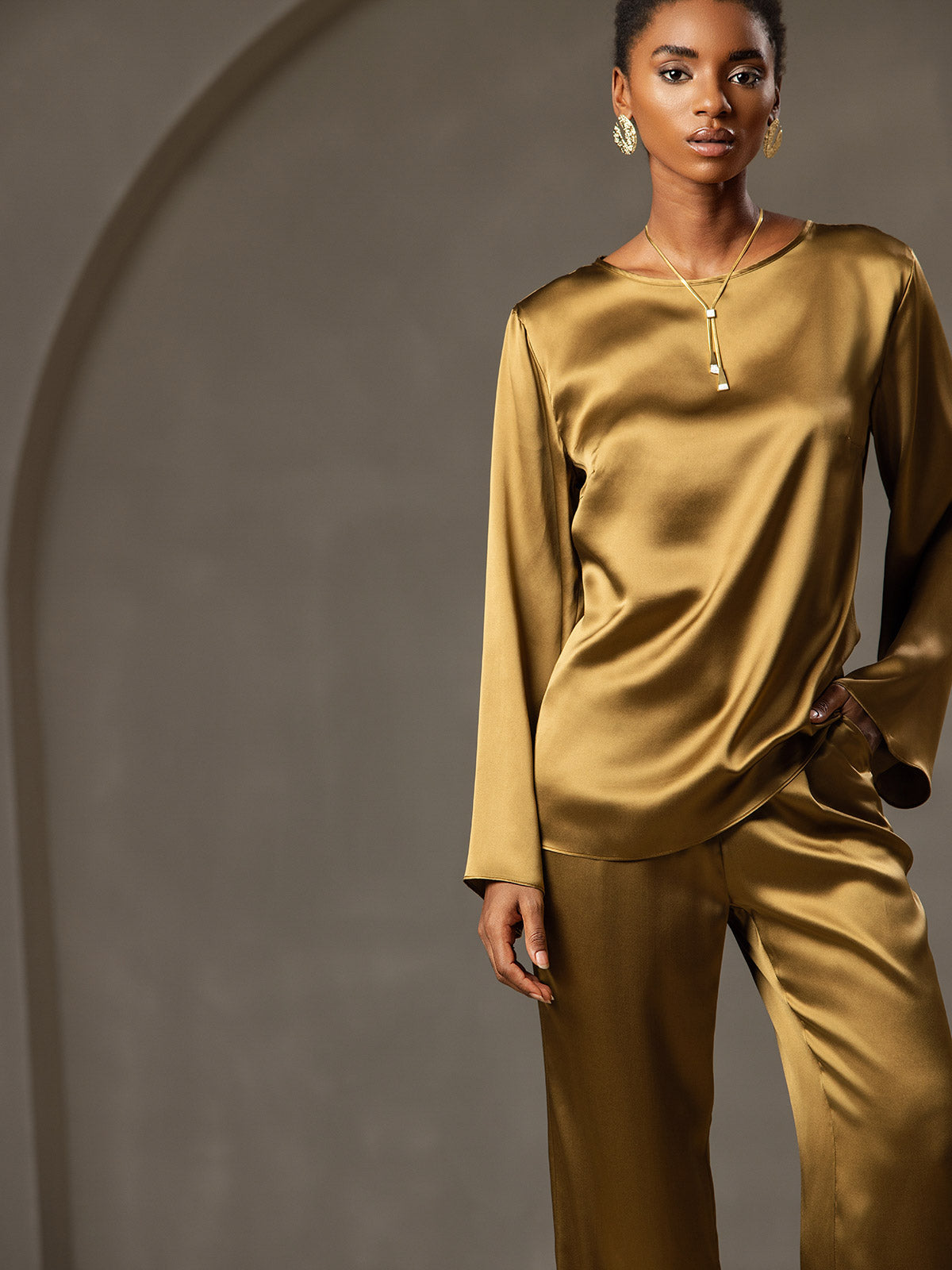 19Momme Soie Relax Longues Manches Blouse