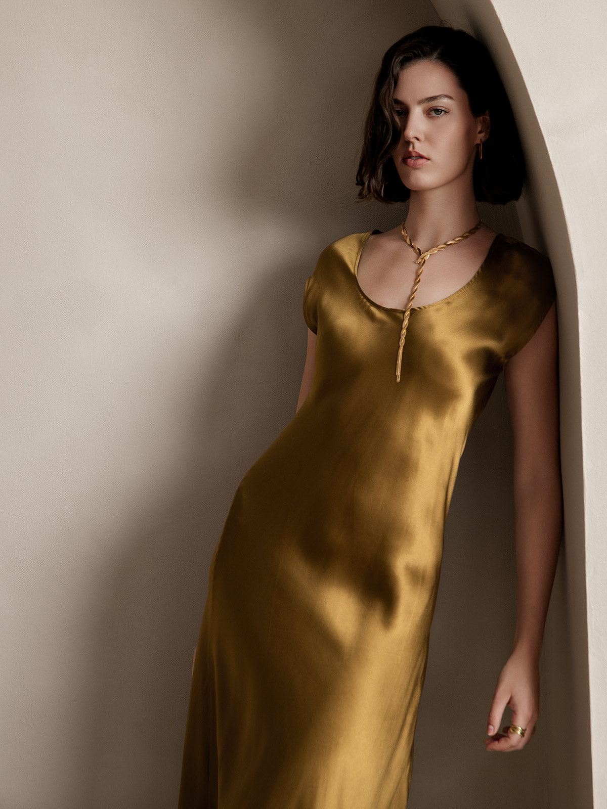 19Momme Soie Col U Sans Manches Robe