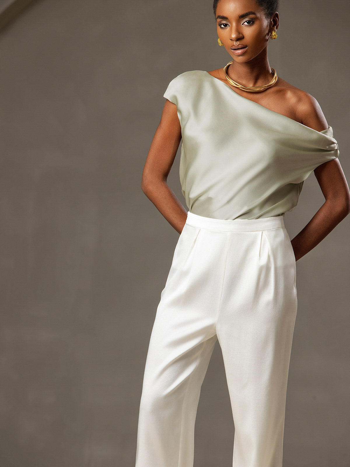 19Momme Soie Chic Unique Épaule Blouse