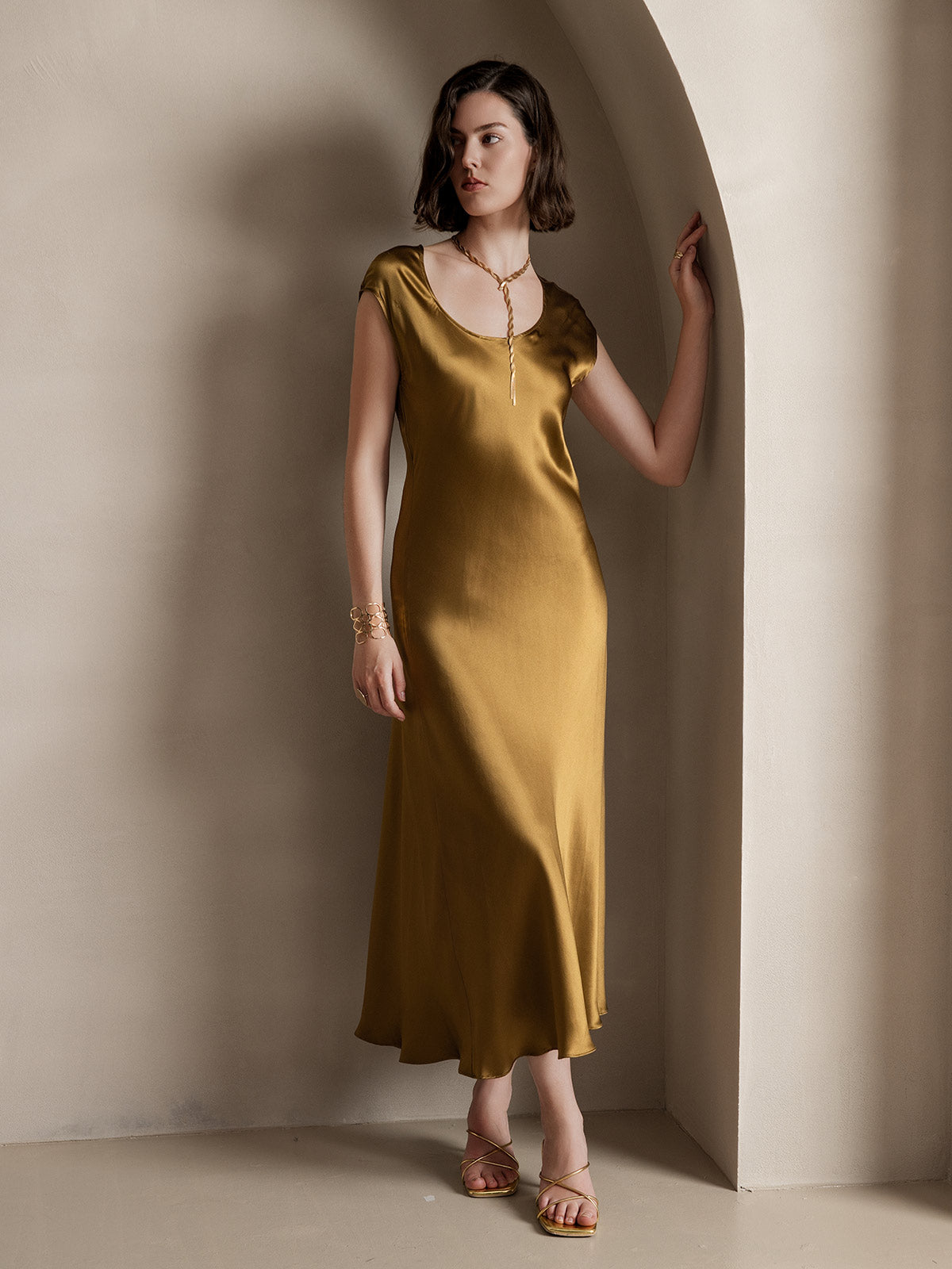 19Momme Soie Col U Sans Manches Robe